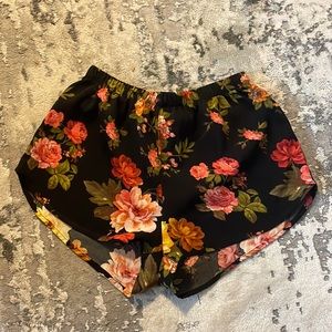 U2B Black Floral Loose Fit Shorts